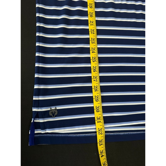 Greyson Polo Shirt Men's L Blue White Striped Golf Geometric Performance Logo - Picture 13 of 14